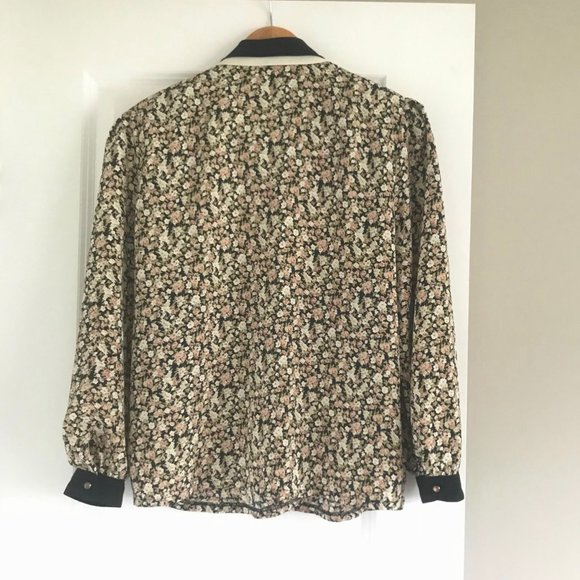 ✨CLEARANCE✨Vintage 80s Shoulder Pads Floral Blouse - Picture 5 of 5